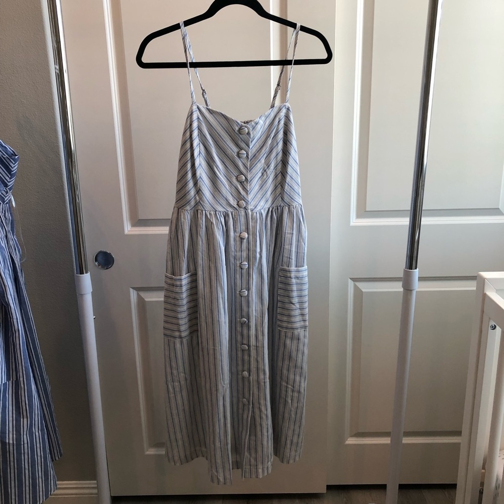 Pinkblush Maternity Blue Pinstripe Button Dress